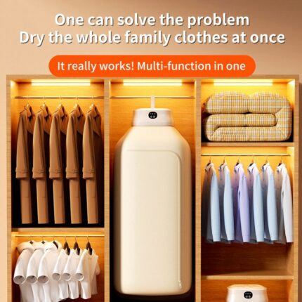 Portable electric dress dryer hanging multiple dresses at home